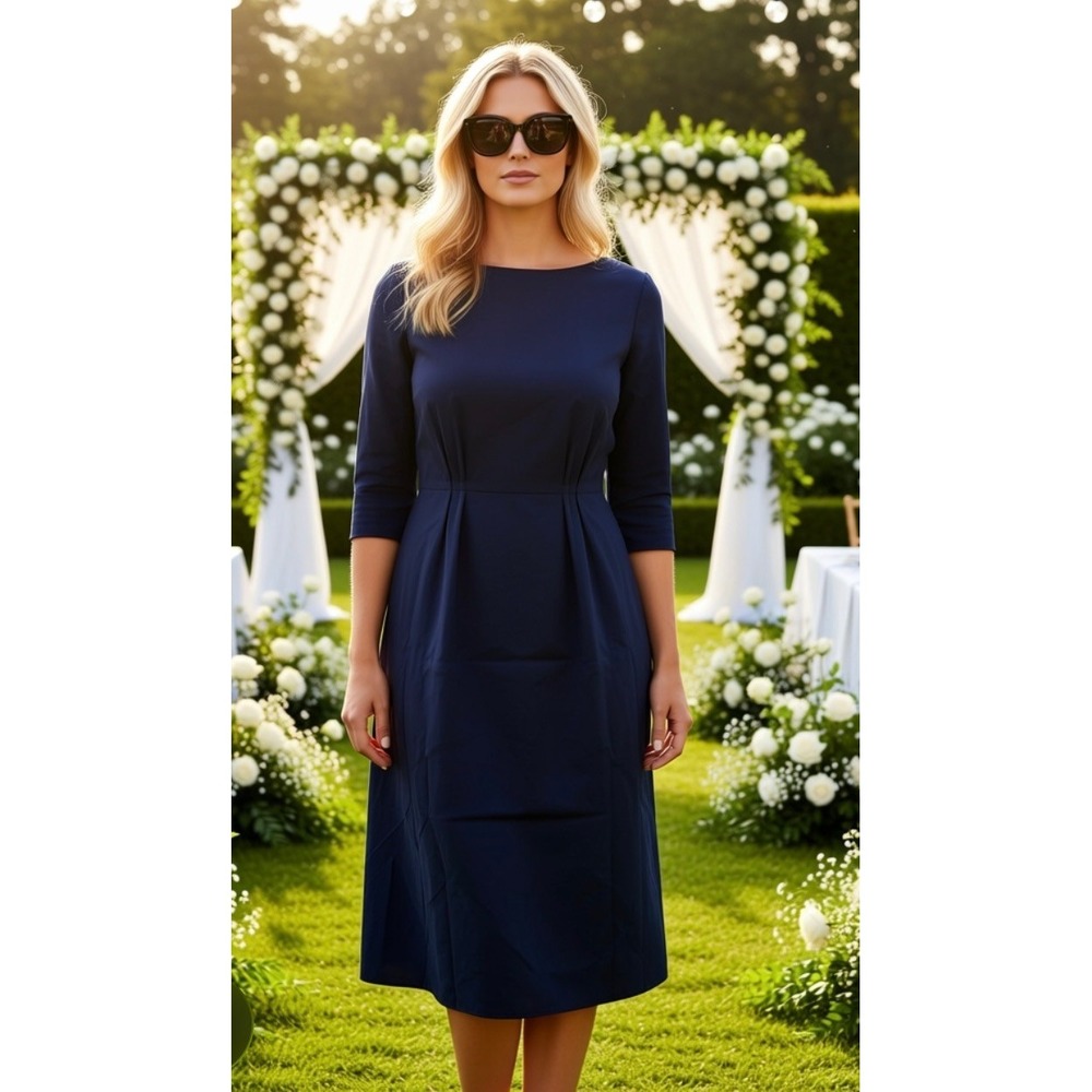Elle Tahari Reese Dress Navy Size 16 Nwt - Picture 6 of 9